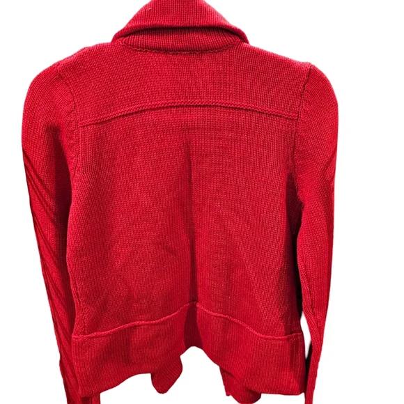 New Carole Little Size M Red Zip Wool Blend Cardigan Flap Front Sweater Top Wome - Picture 6 of 7